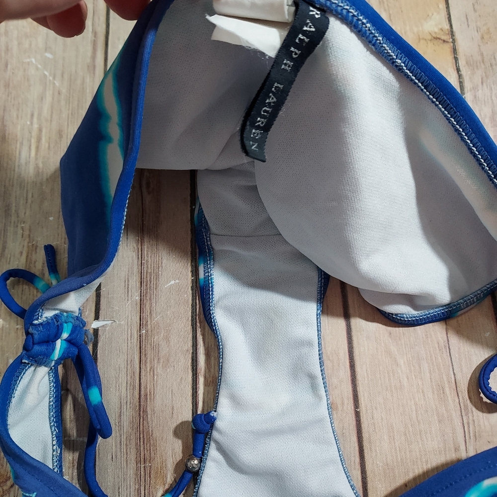 Ralph Lauren blue tie dye bikini S top, Med bottom - Picture 11 of 16